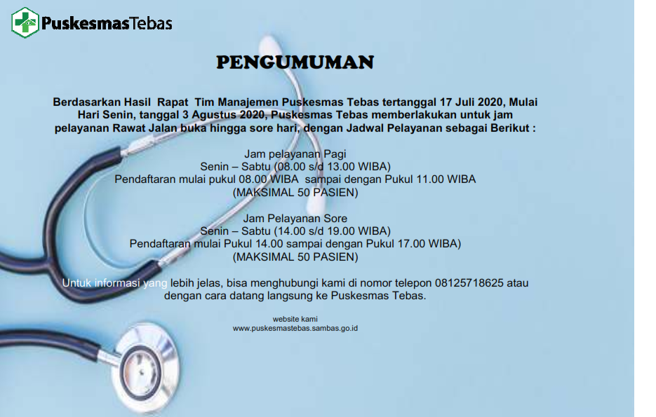 Pengumuman Layanan Sore Puskesmas Tebas